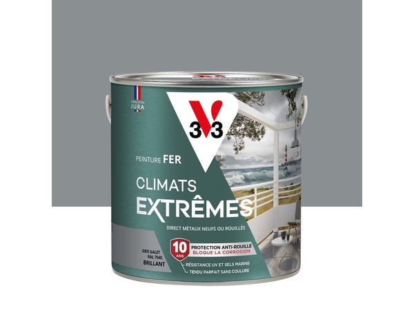 Peinture fer extérieur Climats extrêmes® V33 gris galet brillant 2 l