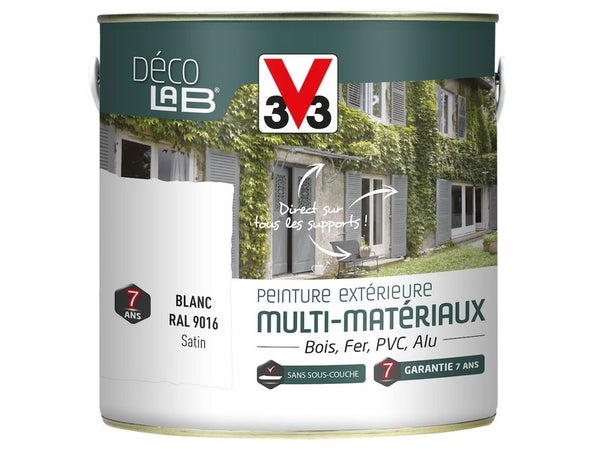 Peinture multimatériaux Extérieur Décolab® V33 Blanc Satiné 2 L