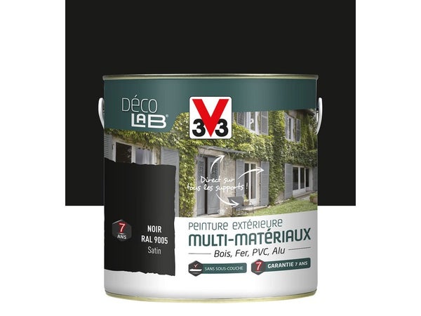 Peinture multimatériaux Extérieur Décolab® V33 Noir Satiné 2 L