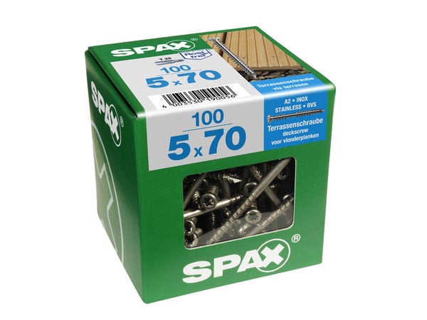 Lot De 100 Vis Inox Tête Cylindrique Spax, Diam.5 Mm X L.70 Mm