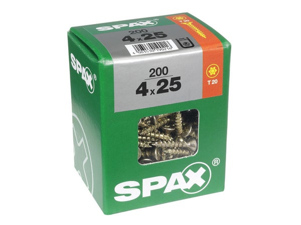 Lot De 200 Vis Acier Tête Fraisée Torx Spax, Diam.4 Mm X L.25 Mm