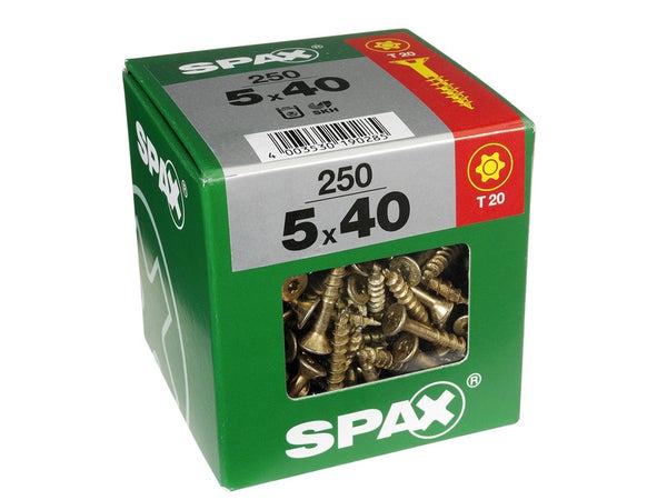 Lot De 250 Vis Acier Tête Fraisée Torx Spax, Diam.5 Mm X L.40 Mm