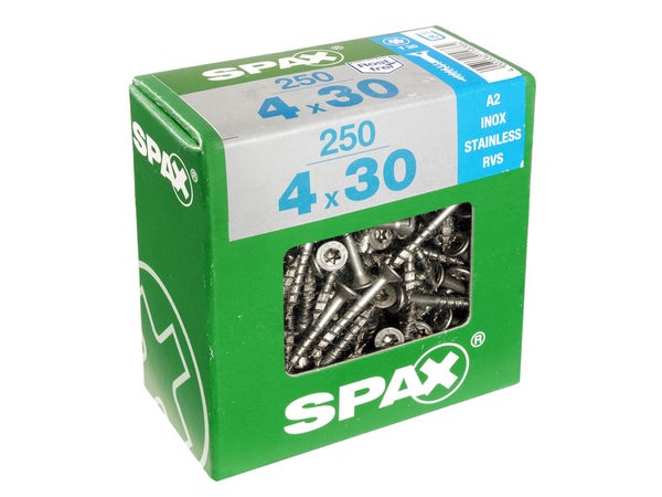 Lot De 250 Vis Inox Tête Fraisée Torx Spax, Diam.4 Mm X L.30 Mm