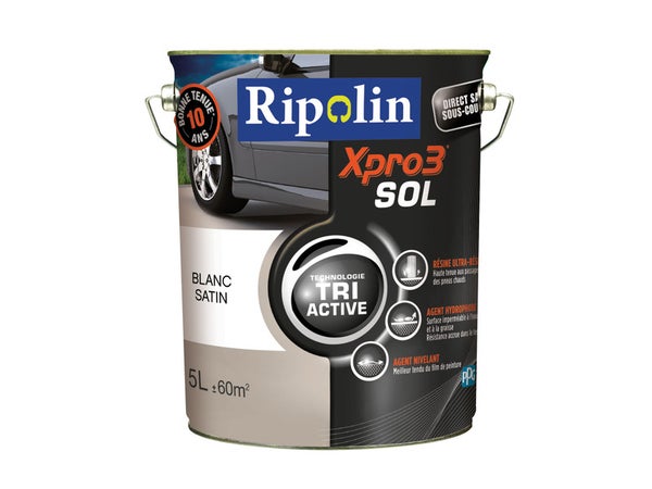 Peinture Sol Extérieur / Intérieur Xpro 3 Ripolin, Blanc, 5 L