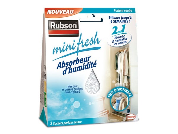 Absorbeur d'humidité parfum neutre pour placard, RUBSON Minifresh, 2 m²