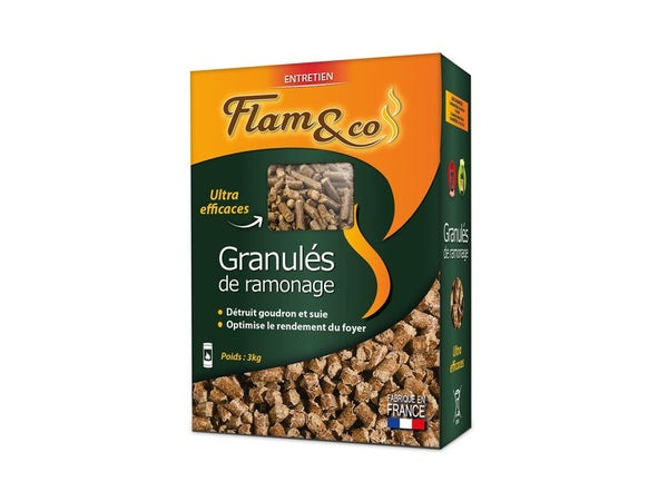Granulés de ramonage, FLAM & CO, boîte de 3kg