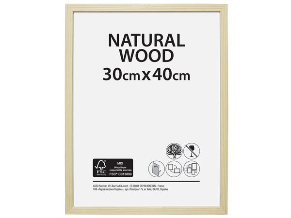 Cadre Brut, L.30 X H.40 Cm, Bois Naturel