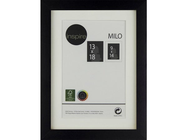 Cadre Milo, l.13 x H.18 cm, bois noir, INSPIRE