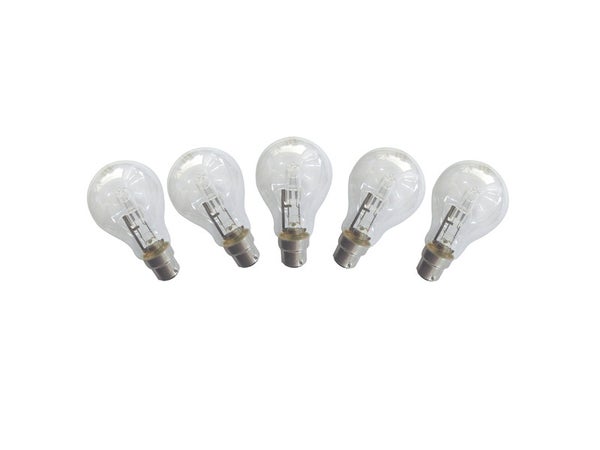 Lot De 5 Ampoules Standards Halogènes 77W = 1320Lm (Équiv 100W) B22 2700K Lexman