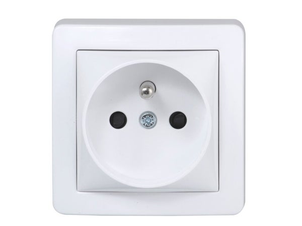 Prise Avec Terre Saillie Alréa Complet, Schneider Electric, Blanc
