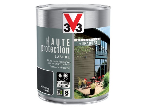 Lasure V33 Hp Les Opaques 8 Ans Réglisse Satiné 1 L