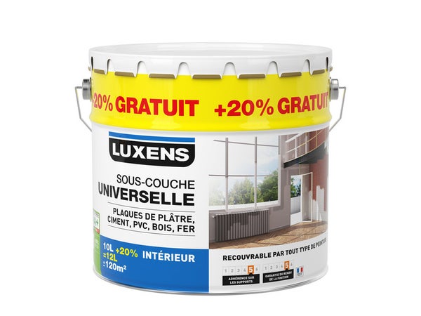 Peinture mur, plafond, boiserie blanc velours LUXENS Couvrant 10l