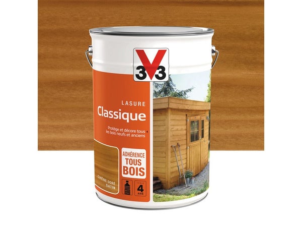 Lasure V33 Classique 4 ans chêne doré satiné 5 L