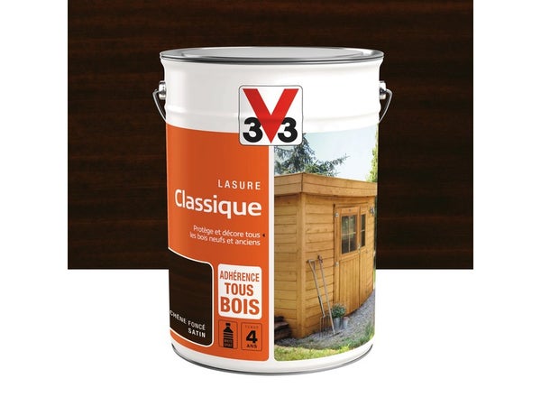 Lasure V33 Classique 4 ans chêne foncé satiné 5 L