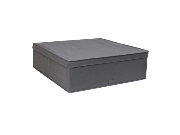 Boîte de rangement avec couvercle intissé SPACEO Moon 1 gris H.17.5 x l.54.5 x P.58.5 cm