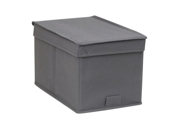 Boîte de rangement avec couvercle tissu SPACEO Moon 1 gris H.17.5 x l.17.5 x P.28.5 cm