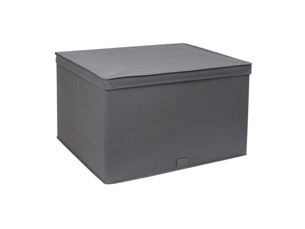 Boîte avec couvercle tissu SPACEO gris H.32.5 x l.54.5 x P.43.5 cm