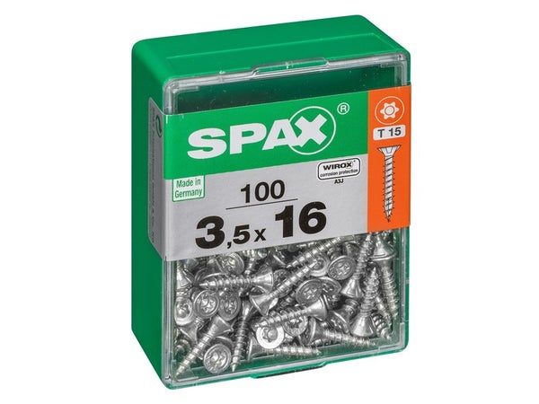 Lot De 100 Vis Acier Tête Autofraisée Plate Spax, Diam.3.5 Mm X L.16 Mm