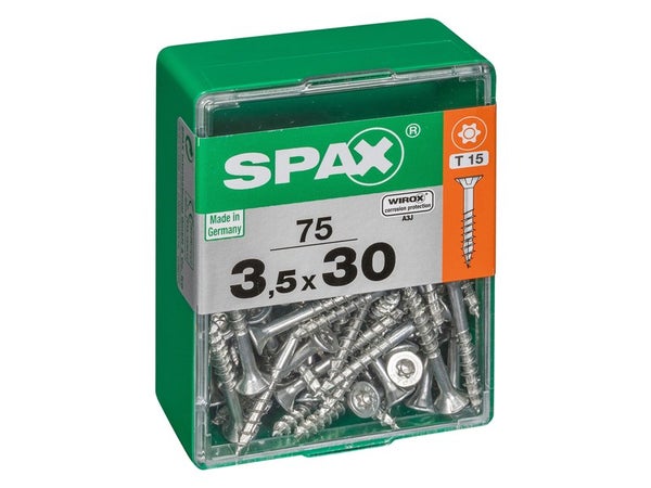 Lot De 75 Vis Acier Tête Autofraisée Plate Spax, Diam.3.5 Mm X L.30 Mm