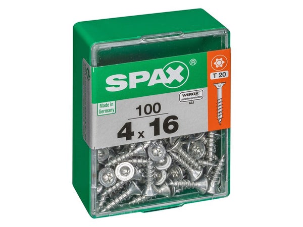Lot De 100 Vis Acier Tête Autofraisée Plate Spax, Diam.4 Mm X L.16 Mm