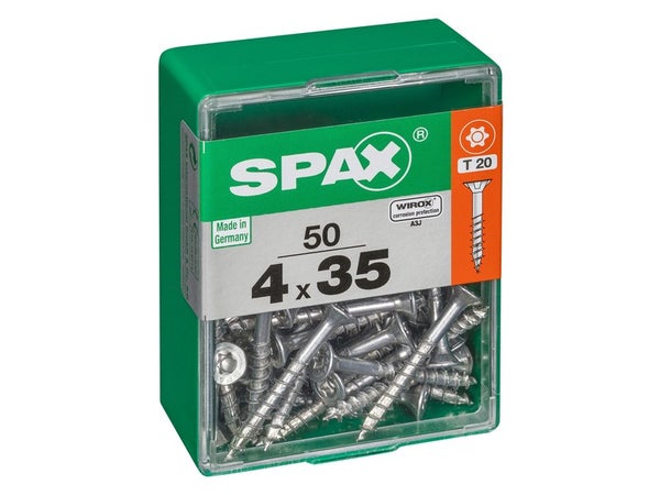 Lot De 50 Vis Acier Tête Autofraisée Plate Spax, Diam.4 Mm X L.35 Mm