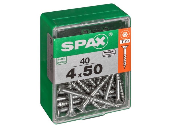 Lot De 40 Vis Acier Tête Autofraisée Plate Spax, Diam.4 Mm X L.50 Mm