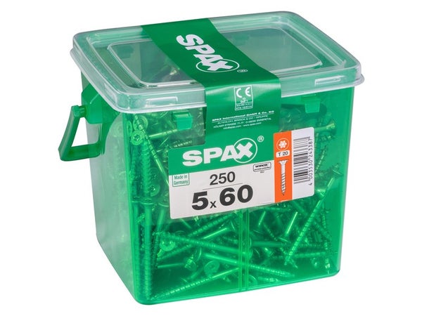 Lot De 250 Vis Acier Tête Plate Spax, Diam.5 Mm X L.60 Mm