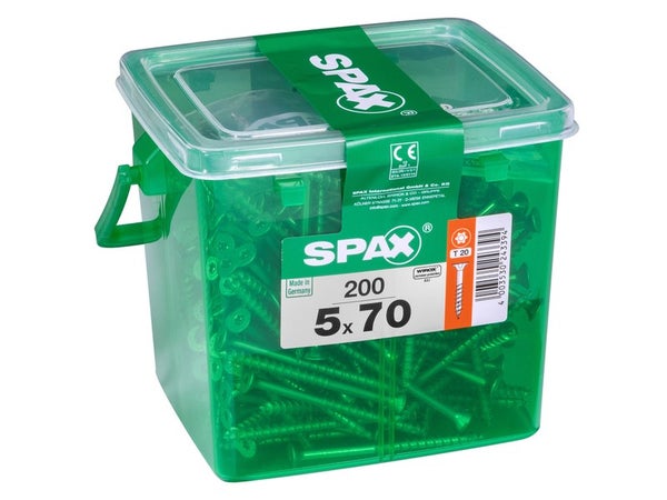 Lot De 200 Vis Acier Tête Plate Spax 5X 70Mm