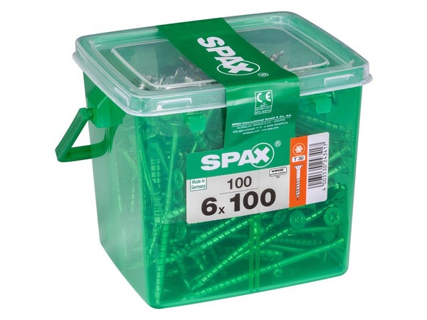 Lot De 100 Vis Acier Tête Plate Spax, Diam.6 Mm X L.100 Mm