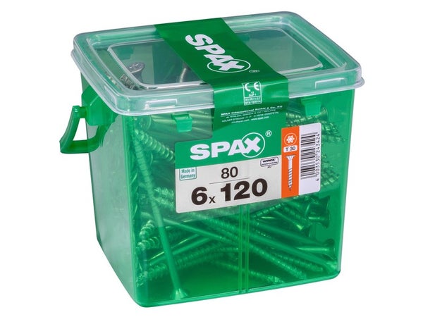 Lot De 80 Vis Acier Tête Plate Spax, Diam.6 Mm X L.120 Mm