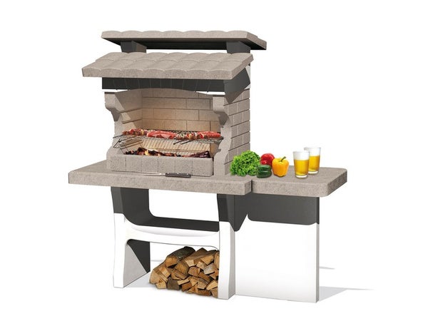 Barbecue en béton beige et gris Luxor, l.159 x L.72 x H.161 cm