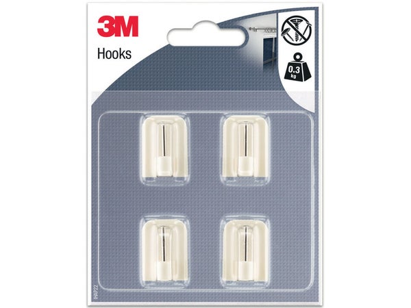 Lot de 4 crochets adhésif 3M, blanc