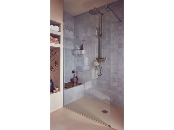 Paroi de douche à l'italienne verre transparent, l.120 cm, Ep.6 mm chromé Easy