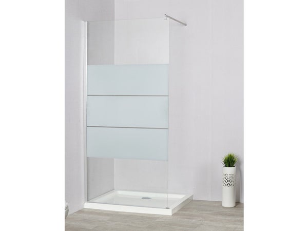 Paroi de douche à l'italienne paroi latérale verre sérigraphié, l.90 cm, Ep.6 mm chromé Easy