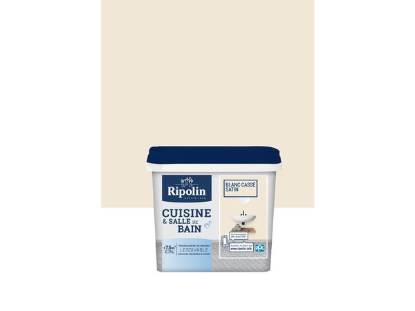 Peinture Mur Cuisine Et Bain Ripolin Blanc Cassé Satiné 0.75 L
