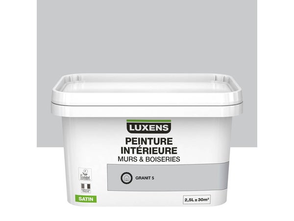 Peinture mur et boiserie intérieur LUXENS, GR granit 5  satiné 2.5 l