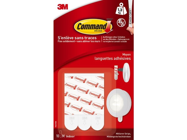 Lot de 10 languettes adhésives standard COMMAND, blanc