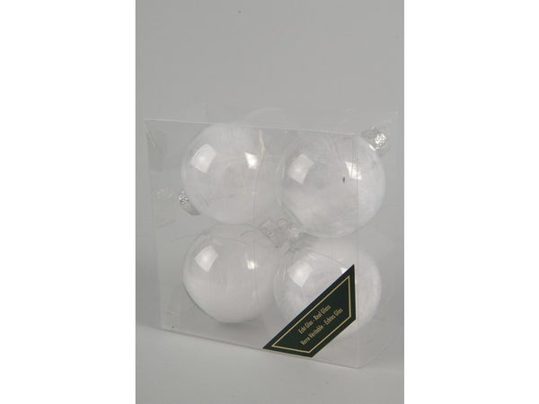 Boite de 4 boules décoratives de Noël Plume
