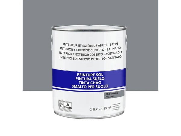 Peinture Sol Extérieur / Intérieur Gris Foncé Satiné 2.5 L