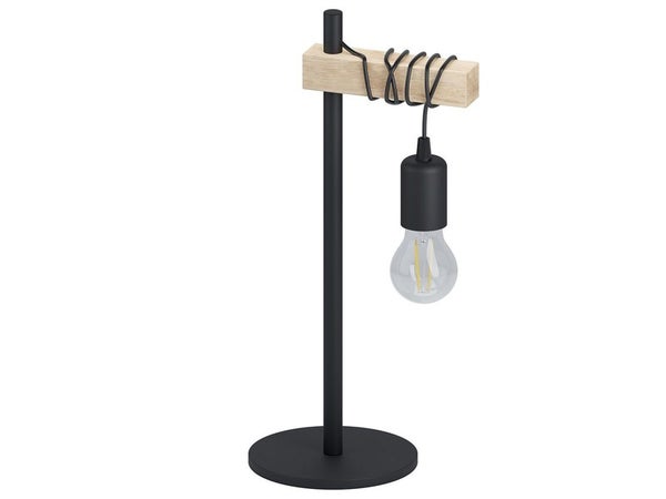 Lampe, E27 max 60W industriel métal noir connectée, EGLO Townshend