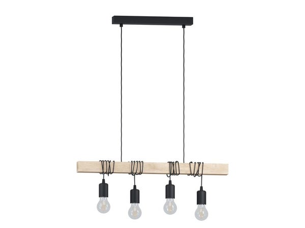 Suspension 4xE27 max 60W bois noir EGLO Townshend
