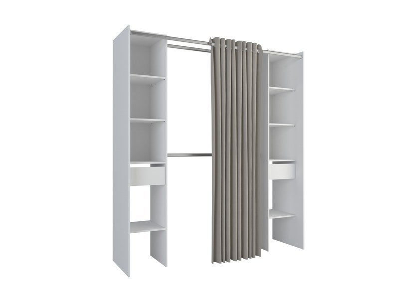 Kit dressing avec rideau blanc Star, H.200 x l.180 x P.50 cm