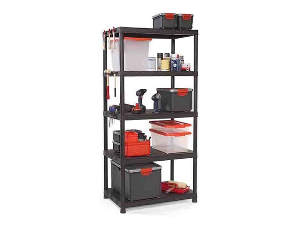Etagère Résine Kis, 5 Tablettes, Noir L90Xh187Xp60 Cm