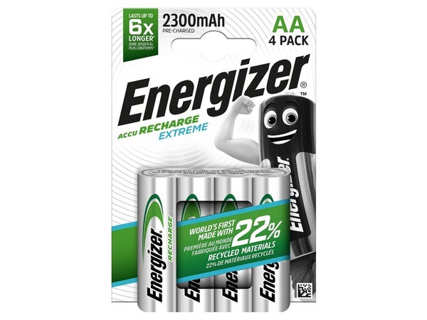 Lot De 4 Piles Rechargeable Aa Extreme, 2300 Mah, Energizer