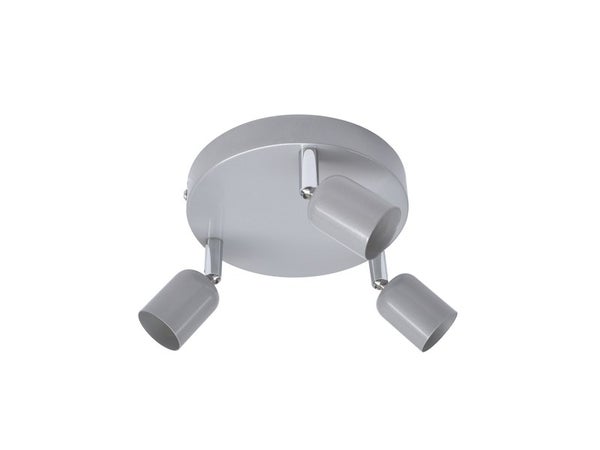 Plafonnier 3 Spots, Fer Gris Basic