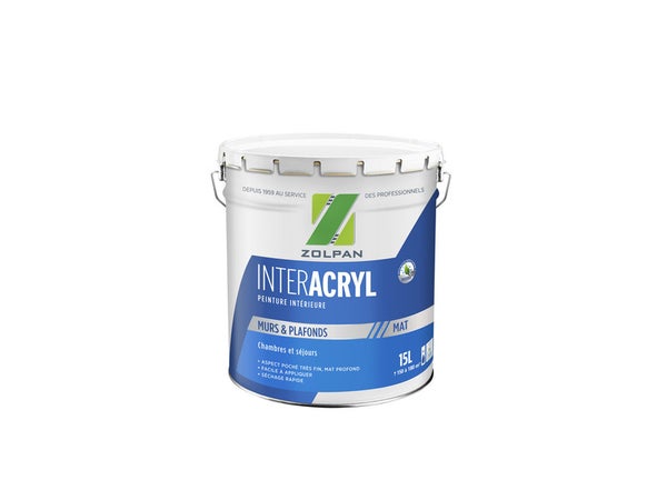 Peinture Mur Et Plafond Zolpan Inter Acrylique Blanc Mat, 15 L
