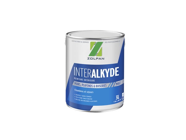 Peinture Mur, Plafond Et Boiserie Zolpan Inter Alkyde Blanc Mat, 3 L