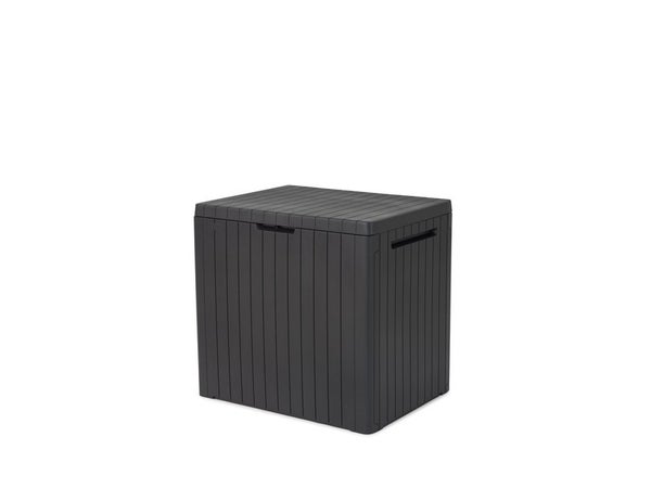 Coffre de jardin résine city Cube gris, L.56 X H.57.5 X P.45 Cm