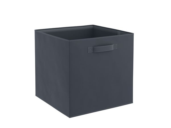 Panier L polyester Kub, SPACEO, H.31 x l.31 x P.31 cm noir