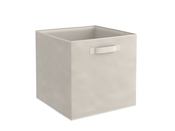 Panier L polyester Kub, SPACEO, H.31 x l.31 x P.31 cm beige